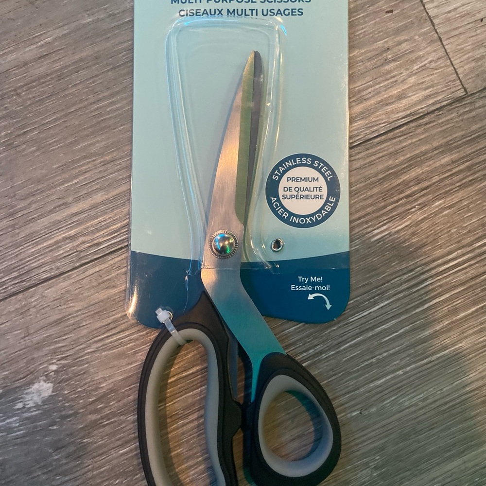 Multi-Purpose Stainless Steel Scissors - Black and Gray Handles